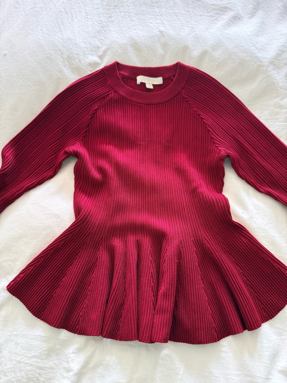 Jonathan Simkhai Ribbed Bell Sleeve Sweater Top - Deep Wine - Picture 3 of 4